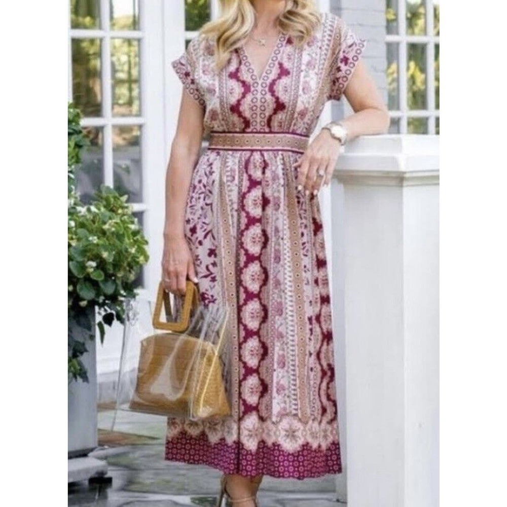Gal Meets Glam Liza Boho Charmeuse Dress Womens Size 20/22 NWT $198 Summer - Picture 4 of 16
